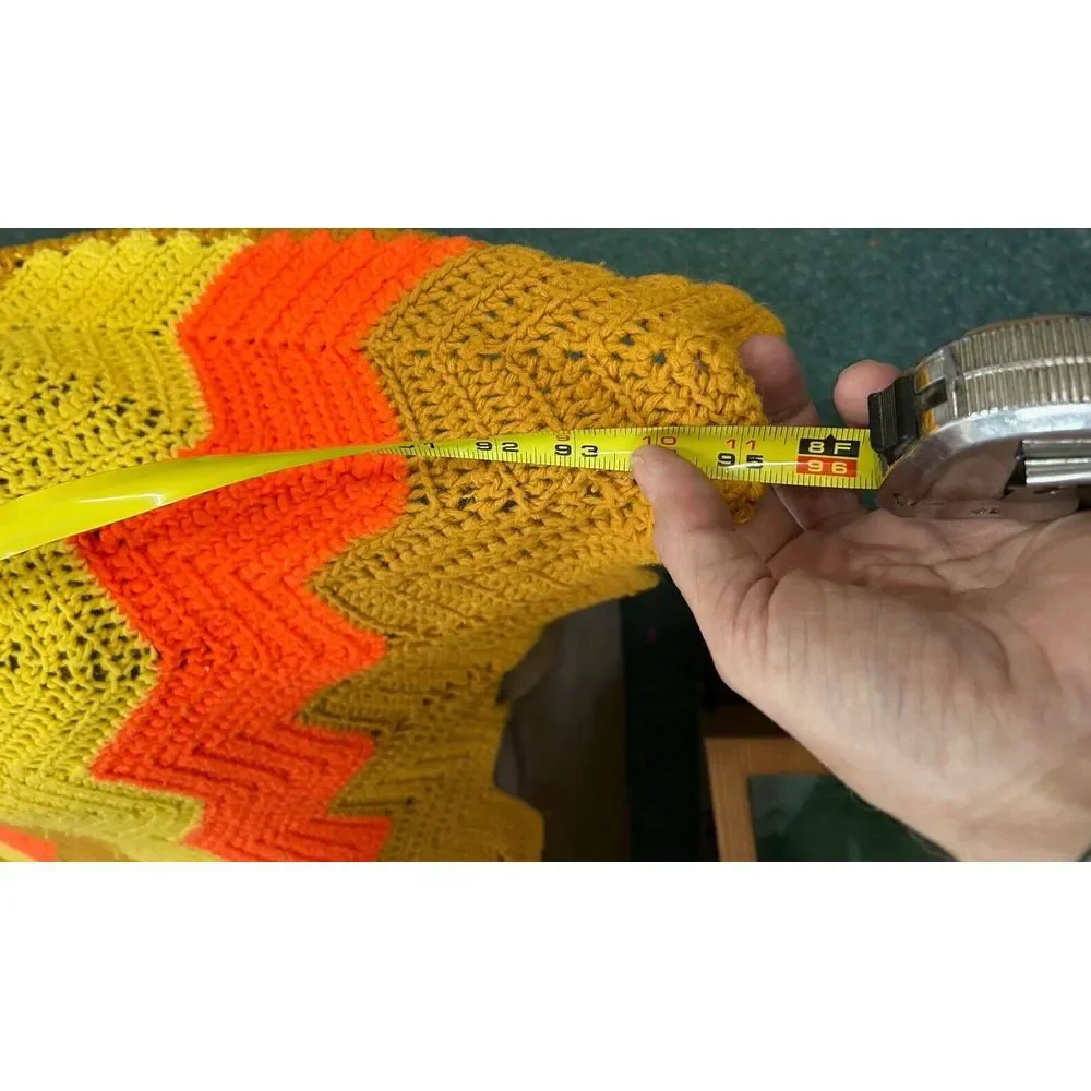 Vintage Handmade Crochet Afghan Throw Orange Brown 70s 95X60‎